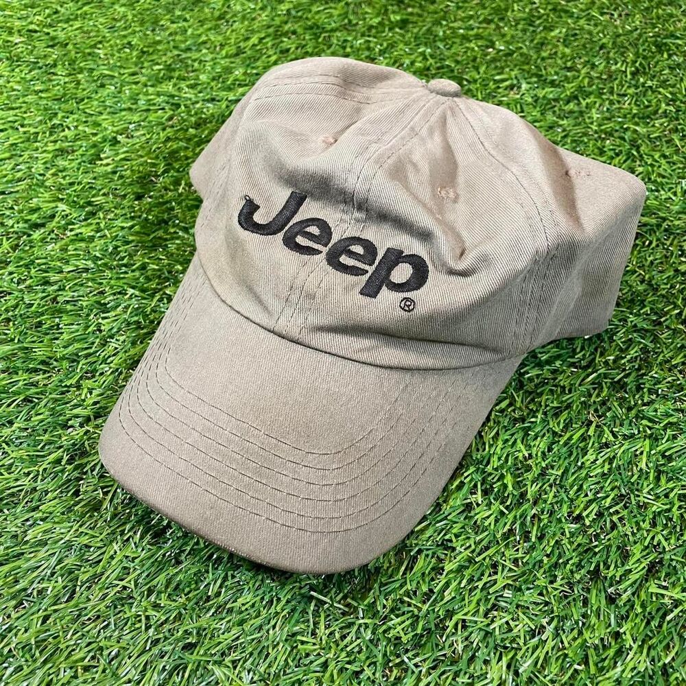 Jeep khaki baseball cap with black Jeep logo